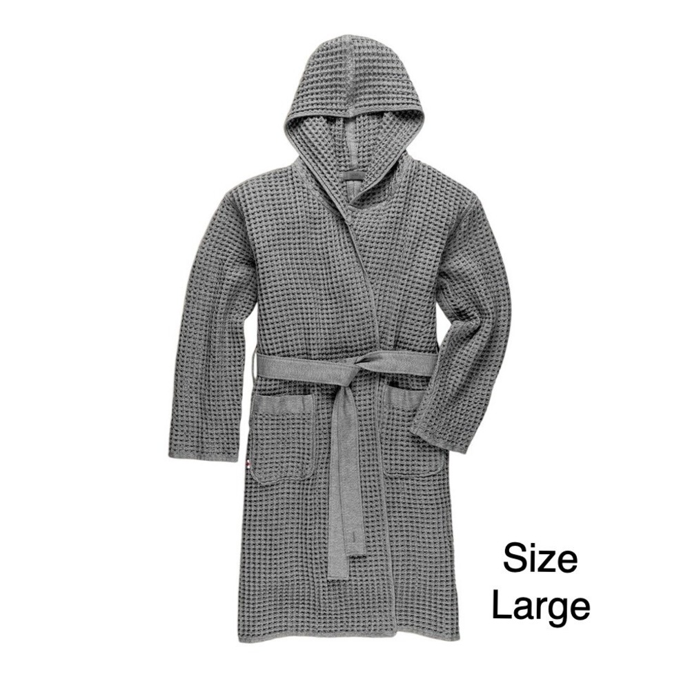 Onsen Supima Waffle Bath‎ Robe Cinder Grey Size Large New